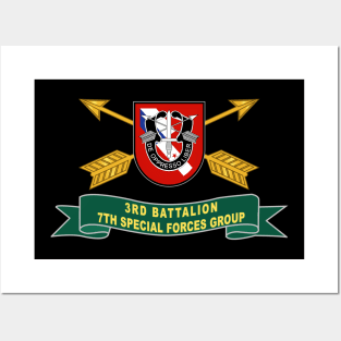 3rd Battalion, 7th Special Forces Group - 2 Rows Cbo - Flash w Br - Ribbon X 300 Posters and Art
